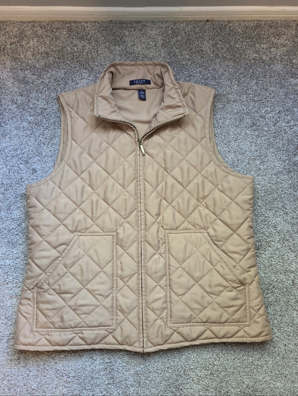 Chaps Quilted Sleeveless Vest - Tan